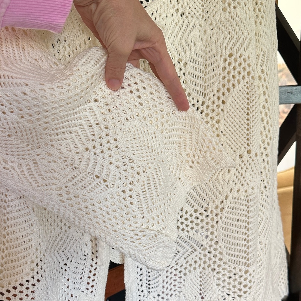 Boho Cream Crochet Bow Cardigan - Picture 4 of 11